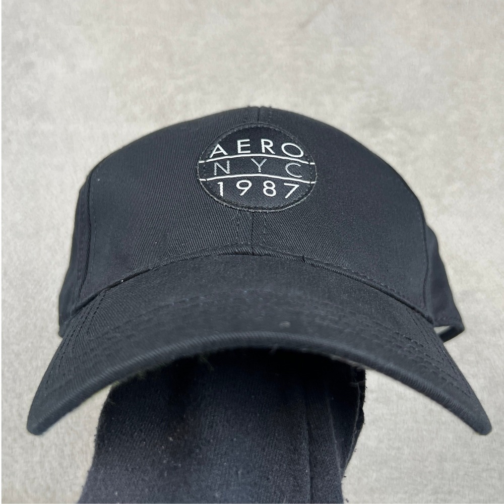 Aeropostale Snapback Hat Black Floral Underbrim Aero NYC 1987 Baseball Cap